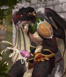 armor balls black_body blizzard_entertainment bodily_fluids cum dracthyr dragon ejaculation emanata erection european_mythology genital_fluids genitals glhiro hi_res horn masturbation membrane_(anatomy) membranous_wings mythological_creature mythological_scalie mythology outside saliva scalie teeth tongue tongue_out warcraft western_dragon wings