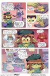 >_< 20pesos_sopa absurd_res bag beret big_breasts black_eyes blush bodily_fluids bottomwear breasts brown_hair clothing coin comic dark_elf dessert dialogue ears_down elf english_text eyelashes eyes_closed female female_humanoid food goblin green_body green_bottomwear green_clothing green_hat green_headwear green_pants green_shirt green_skin green_topwear group hair halo hat headgear headwear hi_res humanoid humanoid_pointy_ears ice_cream lei_(20pesos_sopa) money pants pink_hair pivoted_ears pointy_ears sad shirt short_hair shortstack shortstack_female shortstack_humanoid shoulder_angel shoulder_devil solo_focus standing sweat text topwear trio walking wide_hips wings yellow_sclera