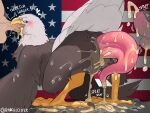 4th_of_july accipitrid accipitriform american_flag asmallotter avian avian_feet bald_eagle bird blush blush_lines bodily_fluids brown_body brown_feathers butt cloacal_penis cum cum_drip cum_in_cloaca cum_in_mouth cum_in_throat cum_inside cum_on_face cum_on_penis disembodied_penis dripping eagle ejaculation excessive_cum excessive_genital_fluids feathers fellatio fellatio_from_feral feral flag flag_background foreskin genital_fluids genitals group heart_symbol hi_res holidays human humanoid_genitalia humanoid_penis leaking_cum male male/male mammal nationalism onomatopoeia oral patriotism penile penis penis_size_difference politics prehensile_penis presenting presenting_hindquarters presenting_penis sea_eagle sex solo_focus sound_effects surrounded_by_penises sweat tail tail_feathers tapering_penis text united_states_of_america white_body white_feathers wings