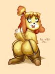  aged_up animal_crossing anthro big_butt butt canid canine canis clothing domestic_dog female fur garter_straps hi_res isabelle_(animal_crossing) legwear mammal mature_female nintendo null_and_void shih_tzu solo thigh_highs toy_dog video_games yellow_body yellow_fur 
