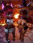 3d_(artwork) absurd_res anthro armwear ball_gag balls bat bat_wings belt_buckle big_balls black_bottomwear black_clothing black_footwear black_nails black_shoes black_skirt black_topwear blindfold bottomwear breasts buckle candy_bowl chastity_cage chastity_device clothed clothing clothing_lift collar colored_nails costume digital_media_(artwork) duo exposed_breasts fishnet_armwear fishnet_clothing fishnet_legwear footwear futadolly gag garter_straps genitals glistening glistening_breasts glistening_genitalia green_body green_nipples green_skin gynomorph hair halloween halloween_costume halloween_decoration halter harness_ball_gag harness_gag hat headgear headwear hi_res holidays huge_balls humanoid intersex jack-o'-lantern league_of_legends legwear lips lipstick lock makeup mammal membrane_(anatomy) membranous_wings metal_chastity_cage nails nipples padlock pasties penis pilgrim pink_hair pointy_ears purple_chastity_cage purple_lips purple_lipstick riot_games rouge_the_bat sandals sega shoes skirt sonic_the_hedgehog_(series) standing submissive submissive_anthro submissive_gynomorph submissive_humanoid submissive_intersex tan_body tencent topwear vex_(lol) white_body wings yordle