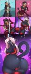 2026 absurd_res anthro areola belt big_breasts black_body black_clothing black_fur black_hair black_jacket black_topwear bottomwear breast_growth breasts butt camel_toe clothing comic deiser digital_media_(artwork) domestic_cat eyewear felid feline felis female fur gender_transformation glasses gloves growth hair handwear heart_symbol hi_res human human_to_anthro jacket la-frugele leotard male mammal mtf_transformation pants pole question_mark red_clothing red_gloves red_handwear red_leotard shirt simple_background smile solo species_transformation stripper_pole surprised tail tail_growth topwear transformation