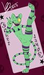 ambiguous_gender anthro cheshire_cat_(species) felid feline female fur green_body green_fur hi_res mammal on_one_leg one_eye_closed pinup pose ragsy sharp_teeth solo standing teeth thorn-toast_(furiquarter) wink