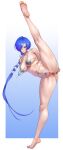  1girl abs absurdres anus arm_behind_back armpit_crease arms_behind_back ass barefoot blue_background blue_hair blue_nails blue_pubic_hair blush border breasts clitoral_hood clitoris closed_mouth collarbone colored_pubic_hair commentary crescent crescent_earrings earrings feet female_pubic_hair full_body gradient_background hair_ornament hair_over_one_eye hairband highres jewelry kneepits large_breasts latex leaning_to_the_side leg_up legs long_hair looking_at_viewer low_ponytail mole mole_on_breast mole_on_crotch mole_on_stomach nail_polish navel navel_piercing nipples one_eye_covered perineum piercing ponytail promeia_(zenless_zone_zero) pubic_hair purple_eyes purple_hair purple_pubic_hair pussy pussy_piercing single_hair_intake soles solo split standing standing_on_one_leg standing_split stomach toenail_polish toenails toes toned toned_female uncensored very_long_hair white_background white_border wow+ zenless_zone_zero 