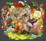  5others artist_name beak bird blush buizel bulletin_board chatot chimecho claws closed_mouth commentary dated dugtrio english_commentary extra_tails falling_petals fangs flower hakamo-o haychel highres looking_at_another multiple_others no_humans open_mouth petals pokemon pokemon_(creature) pokemon_mystery_dungeon smile 