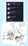 anthro bodily_fluids clothed clothing dialogue domestic_cat drasha69 english_text felid feline felis fur hi_res humor mammal open_mouth restaurant simple_background smile sweat sweatdrop text