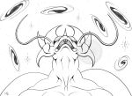 ambiguous_gender antennae_(anatomy) anthro arthropod bared_teeth big_eyes bust_portrait cosmic_background earthward_bound folded_wings grin head_crest head_spikes hi_res insect kalrin kellvass line_art looking_up low-angle_view mandibles monochrome neck_muscles portrait reflection_in_eyes rodinian sharp_teeth signature simple_background sketch smile solo space spikes spikes_(anatomy) star teeth trapezius voka watermark white_background wings