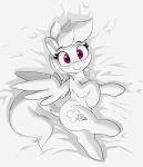  absurd_res bed blush cutie_mark dock equid equine eyebrows eyelashes feathered_wings feathers female feral friendship_is_magic furniture hasbro hi_res looking_at_viewer lying mammal monochrome my_little_pony on_bed pabbley pegasus pink_eyes rainbow_dash_(mlp) smile wings 