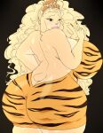  animal_print anthro big_breasts big_butt blonde_hair breasts butt canid canine canis chocolate_bunnie clothing domestic_dog dress female hair huge_breasts huge_butt hybrid lagomorph leporid mammal mashie mature_female rabbit thick_thighs tiger_print 