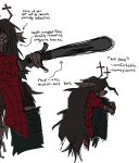 2026 anthro antlers baseball_bat bat_(object) biped black_hair brown_body brown_fur clothed clothing crazy_eyes crooked_teeth curled_up december_holiday deer deltarune dialogue digital_drawing_(artwork) digital_media_(artwork) directional_arrow english_text female female_anthro fetal_pose fur hair hi_res holding_baseball_bat horn impwolf666 insane lightner long_hair mammal missing_ear model_sheet multiple_images new_world_deer scut_tail short_tail simple_background sketch_page snout solo tail text undertale_(series) white_background