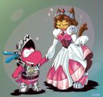 2026 anthro armor armwear artist_name clothed clothing clothing_lift crown detailed_background dinosaur domestic_cat duo elbow_gloves eyes_closed fantasy feathers felid feline felis female frown gameoverse gizmo01 glitch_productions gloves gobbles_(gameoverse) hand_holding handwear happy headgear helmet hi_res kaboodle_(gameoverse) kit_bodega knight learnosaurus letter machine male mammal open_mouth prehistoric_species princess raised_tail reptile robot royalty scalie semi-anthro smile smiling_at_another spikes spikes_(anatomy) standing star tail teeth text unimpressed warrior