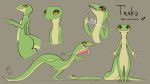 absurd_res anole anthro balancing big_butt bust_portrait butt carolina_anole claws colored_sketch countershade_feet countershade_hands countershade_tail countershading dark_eyeshadow dewlap_(anatomy) feet femboy feral front_view gesture green_body hand_gesture hi_res lizard looking_at_viewer looking_away low-angle_view male model_sheet orange_eyes plantigrade portrait reptile scalie side_view simple_background sketch sketch_page smile solo standing tail teeku_(varlastreak) tongue tongue_out varlastreak winged_eyeliner