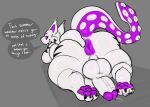 absurd_res anthro anus aquatic backsack balls big_penis black_stripes butt cephalopod claws coleoid dialogue eldritch_abomination english_text felid feline fur genitals hi_res looking_at_viewer looking_back male mammal milkshake_(cuttleyam) mollusk octopodiform octopus paws penis presenting presenting_hindquarters puffy_anus purple_anus purple_eyes ridge_(artist) solo stripes suckers tail talking_to_viewer tentacle_tail tentacles text unusual_anatomy unusual_tail white_body white_fur