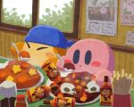  bandana closed_eyes curry eating fire food food_focus french_fries kirby kirby_(series) leaf miclot open_mouth plate restaurant rice sauce skull spicy spoon star_(symbol) surprised table waddle_dee window 
