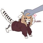 1:1 acting_like_a_cat alpha_channel ashblondekittyy ashlyn_(ashblondekitty) black_body black_fur black_stripes blonde_hair blush clothing domestic_cat eyes_closed eyewear felid feline felis female feral fur glasses hair happy headpat heart_symbol hoodie mammal markings offscreen_character petting purring red_clothing red_hoodie red_topwear solo striped_body striped_fur striped_markings striped_tail stripes tail tail_markings topwear white_body white_fur