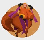 absurd_res animal_humanoid areola bartok_the_magnificent bedroom_eyes big_breasts big_butt big_tail bite biting_lip biting_own_lip black_clothing black_footwear black_shoes blonde_hair breasts butt clothed clothing digital_media_(artwork) dragon dragon_humanoid dress european_mythology female fiuke footwear hair hand_on_head hands_behind_head hi_res huge_breasts huge_hips huge_tail huge_thighs humanoid humanoid_face humanoid_hands hybrid looking_at_viewer ludmilla_(bartok) mammal mature_female mid_transformation mythological_creature mythological_scalie mythology narrowed_eyes naughty_face nipples orange_body purple_clothing queen royalty scalie seductive seductive_mouth self_bite shoes simple_background smile solo tail thick_thighs torn_clothing transformation western_dragon wide_hips wide_tail