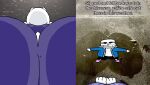 2_horns accidental_facesitting animated_skeleton big_butt blue_clothing blue_hoodie blue_topwear bone boss_monster_(undertale) bovid butt butt_close-up caprine clothed clothed_female clothing dress duo feet fell_down female first_person_view flattened goat hoodie horn looking_at_another looking_away male mammal meme purple_clothing purple_dress sans_(undertale) scut_tail shaded short_tail simple_shading sitting sitting_on_another skeleton snow standing_over tail text threemoons topwear toriel undead undertale undertale_(series) white_body