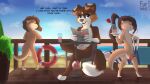 2023 absurd_res animal_genitalia anthro arm_tuft australian_shepherd balls beach beverage blue_eyes brown_body brown_fur brown_hair canid canine canis casual_nudity cloud crossed_legs dialogue digit_ring digitigrade dipstick_ears dipstick_tail domestic_dog ear_markings english_text facial_tuft female floppy_ears flower fur furniture furvie furvie_(furvie) genitals glass green_eyes grey_nose group hair herding_dog heterochromia hi_res jewelry leg_tuft legband life_preserver looking_at_viewer male mammal markings menu multicolored_ears mustelid neck_tuft nude nude_female nude_male open_mouth otter outdoor_nudity pastoral_dog pawpads penis pink_penis plant ponytail restaurant ring rose_(flower) sand sea shadow sheath sheepdog shoulder_tuft signature sky solo_focus sunset surfboard table tail tail_markings talking_to_viewer tan_body tan_fur text towel trio tuft waiter water wedding_ring white_balls white_body white_fur white_penis