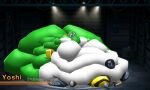 5:3 anthro blue_body brown_clothing brown_footwear brown_shoes clothing fat_folds footwear game_ui garage green_yoshi immobile inside kart lights low_poly male mario_bros mario_kart mario_kart_ds morbidly_obese morbidly_obese_anthro morbidly_obese_male mothpartii nintendo obese obese_anthro obese_male overweight overweight_anthro overweight_male red_body red_scales scales shoes solo text vehicle wheel white_body yoshi