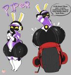 anthro big_butt black_body blush bulge butt character_name clothed clothed_male clothing colored dialogue digital_drawing_(artwork) digital_media_(artwork) electronics english_text fan_character femboy front_view glistening glistening_butt grey_background hat headgear headphones headwear hi_res huge_thighs jacket lagomorph leporid machine male mammal mastersonmansion model_sheet motorcycle multiple_poses no_pupils piper_(mastersonmansion) pose project_turboblast purple_clothing purple_hat purple_headwear purple_jacket purple_topwear rabbit rear_view red_motorcycle robot shaded simple_background smile solo speech_bubble text thick_thighs topwear vehicle white_clothing white_hat white_headwear wide_hips yellow_eyes