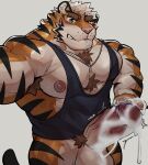 abs anthro aquaticrecon armpit_hair armpit_tuft balls barazoku bedroom_eyes biceps big_balls big_muscles big_pecs big_penis black_body black_clothing black_facial_hair black_fur black_shirt black_sideburns black_tank_top black_topwear bodily_fluids body_hair bottomless bottomless_anthro bottomless_male brown_armpit_hair brown_body brown_chest_hair brown_eyebrows brown_fur brown_pubes chest_hair chest_tuft clothed clothing cum cum_drip cum_dripping_from_penis cum_from_penis cum_on_balls cum_on_hand cum_on_own_balls cum_on_own_hand cum_on_own_penis cum_on_penis cum_on_self cumshot dripping ejaculating_on_self ejaculation erection eyebrows facial_hair felid feline flirting flirting_look flirting_with_viewer fondling_penis fur genital_fluids genitals grabbing_own_penis green_eyes grey_background grin grinning_at_viewer grope hand_on_penis hi_res holding_own_penis holding_penis inviting inviting_to_sex inviting_viewer jewelry male mammal manly markings masturbation muscular muscular_anthro muscular_arms muscular_male muscular_thighs narrowed_eyes necklace nipples offering_sex offering_to_viewer orange_body orange_fur orgasm pantherine partially_clothed partially_clothed_anthro partially_clothed_male pawpads pecs penile penile_masturbation penis penis_grab pose presenting presenting_balls presenting_body presenting_pecs presenting_penis pubes raised_eyebrow rubbing_penis seducing_viewer seductive self_grope selfie selfie_pose shirt showing_off_muscles sideburns simple_background smile smiling_at_viewer smirk smirking_at_viewer solo standing striped_body striped_fur striped_markings stripes stroking_penis tail taking_picture taking_selfie tank_top thick_arms thick_eyebrows thick_penis thick_thighs throbbing throbbing_penis tiger topwear tough_guy tuft vein veiny_penis white_body white_fur