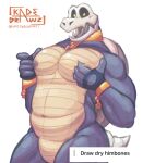 absurd_res animated_skeleton anthro black_body black_sclera bone dry_bones dry_himbones hi_res kadedrawz koopa koopa_troopa looking_at_viewer male mario_bros nintendo nipples reptile scalie simple_background skeleton skull smile solo tortoise touching_chest turtle undead white_background yellow_eyes
