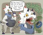 5:4 abdominal_bulge absurd_res arkailart bandai_namco burp_cloud burping burping_up_clothing burping_up_object digestion digestion_noises digestion_sequence digimon digimon_(species) english_text fangs fatal_vore gammamon hi_res human human_prey male male_pred mammal mouth_shot open_mouth oral_vore patting_belly rumbling_stomach sequence teasing_partner teeth text vore wide_tongue