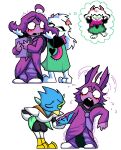 2026 2_horns 3_toes ahoge ambiguous_gender ambiguous_humanoid animal_humanoid anthro avian avian_feet barefoot beak berdly biped bird blue_body blue_feathers blush book bovid bow_tie buckteeth caprine clothed clothing darkner deltarune digital_drawing_(artwork) digital_media_(artwork) duo ear_rub elemental_creature english_description eyes_closed eyewear feathers feet floppy_ears flora_fauna flower flower_creature fluffy flustered fur glasses goat hair heart_symbol hi_res holding_book holding_object horn humanoid kiss_on_hand kissing lagomorph lagomorph_humanoid leporid_humanoid long_hair male male/ambiguous male_anthro mammal mammal_humanoid multiple_images paws pink_horn plant plantigrade purple_body purple_hair purple_skin quiettomato rabbit_humanoid ralsei scarf seth_(deltarune) seven_flowers snout teeth thought_bubble toes undertale_(series) wearing_glasses white_body white_fur