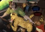 all_fours anal anal_fingering anal_fluids anal_juice_on_finger anthro anthro_on_anthro anthro_penetrated anthro_penetrating anthro_penetrating_anthro ball_fondling balls bodily_fluids bottomwear bottomwear_down bribery_with_sex butt canid canine canis car cheetah clothed clothing dialogue digital_media_(artwork) domestic_cat domestic_dog driving english_text erection feet felid feline felis fellatio fingering fingering_partner fingers fondling fur genital_fluids genitals group hair half-closed_eyes hand_on_balls hi_res horn humanoid_genitalia humanoid_penis inside_car inside_vehicle male male/male male_anthro male_penetrated male_penetrating male_penetrating_male mammal markings masturbation mostly_nude narrowed_eyes neisa open_bottomwear open_clothing open_mouth open_pants oral oral_penetration pants partially_clothed pawpads penetration penile penile_masturbation penis roadhead saliva saliva_on_penis sex shirt shorts shorts_down sitting smile speech_bubble spots spotted_body spotted_fur steering_wheel tail text tongue tongue_out topwear trio vehicle voyeur