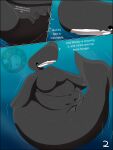2026 3:4 absurd_res anthro anthro_pred anthro_prey aquatic belly black_eyes breasts cephalopod cetacean cetacean_tail coleoid comic darkallo_1930 decapodiform duo english_text female female/female female_pred female_prey grey_arms grey_belly grey_body grey_breasts grey_fin heart_symbol hi_res mammal mollusk sperm_whale squid struggling struggling_prey text toothed_whale underwater vore water watermark whale