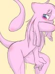  after_masturbation andromorph anthro blush bodily_fluids butt genital_fluids hi_res intersex legendary_pokemon looking_at_viewer mew nintendo pink_body pokemon pokemon_(species) pokemorph pussy_juice rivvoncat side_view simple_background solo video_games 