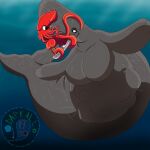 1:1 2026 absurd_res anthro anthro_pred anthro_prey aquatic belly big_belly black_eyes breasts bubble cephalopod cetacean cetacean_tail coleoid darkallo_1930 decapodiform duo feet_first female female_pred female_prey giant_squid grey_arms grey_body grey_breasts grey_fin hi_res in_mouth mammal mollusk oral_vore orange_body orange_tentacles sperm_whale squid tentacles toothed_whale underwater vore water watermark whale