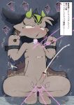 2026 2_horns 6_arms absurd_res ahegao anthro arachnid arms_tied arthropod arthropod_abdomen arthropod_abdomen_genitalia balls be_solomon biped black_ears blue_eyes blush blush_lines bodily_fluids bound censor_bar censored censored_genitalia censored_penis constricted_pupils cum cumshot devil_connection digital_drawing_(artwork) digital_media_(artwork) ejaculation electrostimulation forced forced_orgasm fur fur_tuft genital_fluids genitals glans green_horn grey_body grey_fur half-erect hands-free head_tuft hi_res horn humanoid_genitalia humanoid_penis information_box kneeling laser_beam looking_pleasured makemon male male_anthro monotone_body monotone_fur multi_arm multi_eye multi_limb nipples nisroch_(makemon) nude nude_anthro nude_male orgasm penis plantigrade pupils shackled shaded slim slim_anthro slim_male small_pupils soft_shading solo spider text_box three-quarter_view tuft
