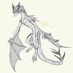 action_pose claws dragon fangs felisal_(nuree_art) feral flying horn line_art looking_at_another male nuree_art pose scalie simple_background sketch solo spikes western_dragon wings wyvern 