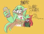 beverage beverage_can big_breasts breasts brown_hair can chest_spike colored_sketch container dialogue duo english_text felicia_(miiserii) female female_human female_humanoid gardevoir generation_3_pokemon green_hair grin hair hand_on_head hi_res holding_beverage holding_can holding_container holding_object human humanoid long_hair mammal miiserii monster_energy nintendo not_furry parody pokemon pokemon_(species) red_eyes size_difference sketch smaller_human smile spikes spikes_(anatomy) text white_body