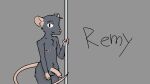  anthro balls disney fur genitals grey_body grey_fur humanoid_genitalia humanoid_penis male mammal metralewdd murid murine penis pixar pole rat ratatouille remy rodent solo 