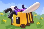 absurd_res arthropod bee bee_(minecraft) butt clothing enderman flower grass hi_res humanoid hymenopteran inflatable inflatable_toy insect latex latex_clothing latex_skinsuit male microsoft minecraft mojang plant pool_toy redstone.co skinsuit sky solo tight_clothing xbox_game_studios