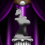 1:1 absurd_res anthro big_breasts breasts curtains digital_media_(artwork) equid equine female fit_body hi_res horse limbless logo looking_away mammal navel nipples nude nude_anthro pillar rock round_breasts sculpture shell signum-factorem solo statue vignette wide_hips
