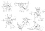 2025 absurd_res anthro athletic_wear barbell biped bodily_fluids bottomwear breasts buckteeth cheek_tuft clothed clothing crop_top domestic_cat dumbbell duo exercise eyebrows face_on_crotch facial_tuft felid feline felis female galo gym_bottomwear gym_shorts hair hi_res inner_ear_fluff lagomorph leporid line_art lying mammal monochrome navel on_back open_mouth rabbit shirt short_hair shorts simple_background small_breasts spotting sweat sweat_drip sweaty_face tank_top teeth tongue topwear tuft weightlifting weights white_background workout
