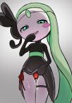 2026 black_body blush blush_stickers camel_toe cel_shading clothing clothing_aside digital_drawing_(artwork) digital_media_(artwork) female female_humanoid forehead_gem front_view gem generation_5_pokemon green_eyes green_hair hair half-closed_eyes hi_res humanoid kinokonunko legendary_pokemon long_hair meloetta meloetta_(aria_form) monotone_hair multicolored_body narrowed_eyes nintendo open_mouth open_smile panties pokemon pokemon_(species) presenting_panties presenting_underwear red_clothing red_panties red_underwear shaded simple_background slim slim_female slim_humanoid smile solo straight_hair thigh_gap underwear white_background white_body