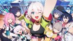  >_< 6+girls ^_^ absurdres bare_legs bare_shoulders beret black_gloves black_hair black_skirt black_tank_top blue_eyes blue_hair breasts bronya_zaychik bronya_zaychik_(dimension_breaker) bronya_zaychik_(techno_beats) building cleavage closed_eyes closed_mouth commentary day dress drill_hair elysia_(golden_courtyard)_(honkai_impact) elysia_(honkai_impact) english_commentary floor fu_hua gloves green_jacket green_necktie grey_eyes grey_hair hair_between_eyes hand_on_another's_shoulder hat highres homu_(honkai_impact) honkai_(series) honkai_impact_3rd jacket jumping kiana_kaslana kiana_kaslana_(knight_moonbeam) kiana_kaslana_(lemon_soda) large_breasts long_hair long_sleeves looking_at_viewer medium_breasts miaotai_miota multiple_girls necktie official_alternate_costume official_art official_wallpaper open_mouth outdoors outstretched_hand pink_hair pointy_ears ponytail raiden_mei raiden_mei_(valkyrie_bladestrike) second-party_source seele_vollerei seele_vollerei_(papilio_lily) seele_vollerei_(swallowtail_phantasm) shirt short_hair short_shorts shorts skirt sleeveless sleeveless_shirt small_breasts smile standing taking_picture tank_top teeth theresa_apocalypse theresa_apocalypse_(verdant_sky) tree upper_teeth_only v waving white_dress white_hat 