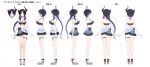  1girl absurdres asymmetrical_horns bikini bikini_skirt black_bikini black_hair blue_hair braid braided_ponytail breasts cleavage colored_inner_hair commentary curtained_hair english_commentary flower frilled_bikini frilled_skirt frills full_body grey_skirt halterneck highres hololive hololive_english horn_flower horns kikinoki long_hair low_ponytail miniskirt mole mole_under_eye multicolored_hair multiple_views navel nerissa_ravencroft nerissa_ravencroft_(summer) official_alternate_costume official_alternate_hairstyle ponytail purple_eyes reference_sheet sandals second-party_source short_hair skirt solo stomach swimsuit thigh_strap translation_request turnaround uneven_horns very_long_hair virtual_youtuber 