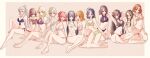  1boy 6+girls :d ahoge annotation_request arm_behind_back arm_support arms_behind_head barefoot bikini black_hair blonde_hair blue_bikini blue_eyes blue_hair border braid breasts brown_bikini brown_eyes brown_hair check_annotation cleavage cleavage_cutout closed_mouth clothing_cutout commentary covering_breasts covering_privates drawstring ebina_hina everyone frilled_bikini frills full_body girly_boy glasses green_bikini grey_eyes grey_hair hair_flowing_over hair_ornament hair_scrunchie halterneck hand_on_own_chest hand_on_own_thigh hand_to_own_mouth hand_up high_ponytail highres hikigaya_komachi hiratsuka_shizuka hood hood_down hoodie invisible_floor isshiki_iroha jaggy_lines kawasaki_saki knee_up kneeling large_breasts legs_together lineup long_hair long_sidelocks looking_at_viewer low_twin_braids medium_hair miura_yumiko multiple_girls navel off-shoulder_bikini off_shoulder open_mouth orange_background orange_eyes orange_hair orimoto_kaori outside_border over-rim_eyewear paddy_field parted_hair pink_bikini pink_scrunchie ponytail purple_bikini red-framed_eyewear red_eyes red_hair scrunchie semi-rimless_eyewear shiromeguri_meguri short_hair short_sleeves shy side-by-side side-tie_bikini_bottom sideboob sidelocks simple_background sitting small_breasts smile swept_bangs swimsuit take_your_pick totsuka_saika translated trap twin_braids untranslatable_commentary v_arms very_long_hair white_border white_hair white_hoodie wide_shot yahari_ore_no_seishun_lovecome_wa_machigatteiru. yellow_bikini yellow_eyes yokozuwari yuigahama_yui yukinoshita_haruno yukinoshita_yukino 