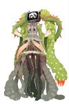  1girl bf_tsukimi black_skirt boots commentary_request cosplay crt detached_sleeves eye_print frilled_skirt frills green_sleeves grey_hairband grey_shirt hairband hatsune_miku highres horror_(theme) long_hair object_head photoshop_flowey photoshop_flowey_(cosplay) plant_hair shirt skirt solo thigh_boots thorns tube twintails undertale utdr_(toby_fox) very_long_hair vocaloid white_background zettai_ryouiki 