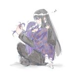  +++ 2girls :d animal_print araya_(project_moon) black_hair black_jacket black_pants black_socks blue_kimono blue_streaks blunt_bangs blunt_ends braiding_another's_hair braiding_hair butterfly_print butterfly_print_kimono child closed_eyes closed_mouth eighth_note from_side full_body hairdressing highres humming jacket japanese_clothes kimono limbus_company long_hair long_sidelocks long_sleeves mother_and_child mother_and_daughter multicolored_hair multiple_girls musical_note open_mouth pants parent_and_child print_kimono profile project_moon red_eyes ryoshu_(project_moon) sidelocks simple_background sitting sitting_on_lap sitting_on_person smile socks ssmr_rolling streaked_hair track_jacket two-tone_hair very_long_hair white_background white_socks wide_sleeves 