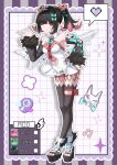  1girl absurdres bare_shoulders black_hair black_thighhighs blunt_bangs breasts closed_mouth colored_inner_hair commentary detached_sleeves dress english_commentary fur_trim hae_2429 halo high_heels highres long_sleeves looking_at_viewer mace mechanical_wings medium_hair multicolored_hair nail_polish nangong_yu pink_hair pink_shorts platform_heels platform_sandals red_eyes red_nails sandals short_dress shorts small_breasts solo spikes standing thighhighs twintails weapon white_dress wings zenless_zone_zero 