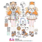  1girl animal_ears artist_name bilingual_text black_shoes blonde_hair blue_eyes cat_ears chris4708 closed_mouth commentary_request company_name copyright_notice fake_animal_ears fingernails frilled_skirt frills full_body fungus_(vocaloid) highres korean_commentary korean_text long_hair looking_at_viewer mixed-language_commentary mixed-language_text multicolored_shoes multiple_views nail_polish official_art orange_nails orange_shoes seeu shoes sketch skirt smile socks translation_request very_long_hair vocaloid white_shoes white_skirt white_socks 