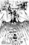  1boy 1girl akamatsu_ken albert_chamomille animal bandaged_arm bandages bandaid bandaid_on_face bed book broom bunk_bed chapter_cover chapter_number club_(weapon) coat copyright_logo crystal_ball ermine glasses gohei greyscale grimoire gun handgun hard-translated hat herb_bundle highres holding holding_sword holding_weapon huge_weapon kagurazaka_asuna logo looking_at_viewer mage_staff mahora_academy_middle_school_uniform mahou_sensei_negima! mandrake monochrome multiple_weapons negi_springfield official_art open_clothes open_coat potion school_uniform skull staff sword third-party_edit third-party_source wand weapon weasel witch_hat 