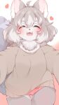  &lt;3 2022 ahoge anthro blush canid canine canis chest_tuft cute_fangs digital_media_(artwork) female female_anthro fluffy fur grey_body grey_fur grey_hair hair happy hi_res imminent_hug kemono mammal multicolored_body multicolored_fur multicolored_hair nuk_sun okamiya solo spread_arms tuft two_tone_body two_tone_fur two_tone_hair white_body white_fur white_hair wolf 