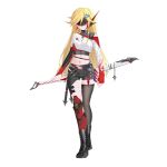  1girl absurdres alternate_costume assault_visor asymmetrical_legwear asymmetrical_sleeves azure_striker_gunvolt belt black_shorts blade_(gunvolt) blonde_hair boots breasts commission commissioner_upload crop_top fingerless_gloves full_body gloves gunvolt_chronicles_luminous_avenger_ix hair_ornament hand_on_hilt highres knee_armor leg_armor long_bangs long_hair looking_at_viewer mechanical_ears medium_breasts multiple_belts navel non-web_source rhan scabbard sheath shorts shoulder_strap solo swept_bangs sword thigh_strap thighhighs thighs transparent_background weapon 